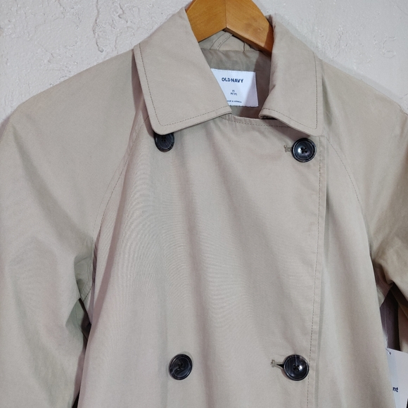 Old Navy Water Resistant Trench Coat Tan Size XS NEW - Picture 6 of 16